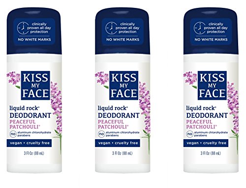 Kiss My Face Liquid Rock Deodorant - All-Day Odor Protection, Patchouli Scent - 3oz, 3-Pack