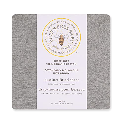 Burt's Bees Baby Fitted Bassinet Sheet - 100% Organic Cotton, GOTS Certified - 15x33 Inches