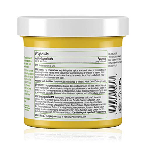Alba Botanica Blemish & Acne Treatment - 2% Salicylic Acid, Oil-Free, Vegetarian - 60 Pads