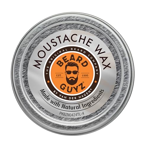 Beard Guyz Moustache Wax - Maximum Hold, Nourishing Ingredients, Guitar Pick Applicator - 1 oz