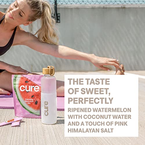 Cure Hydration Powder Packets - Rapid Dehydration Relief, Non-GMO, Vegan - Watermelon, 14 Packets