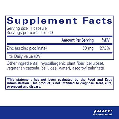 Zinc Supplement | 30 mg, Highly Absorbable, 60 Capsules