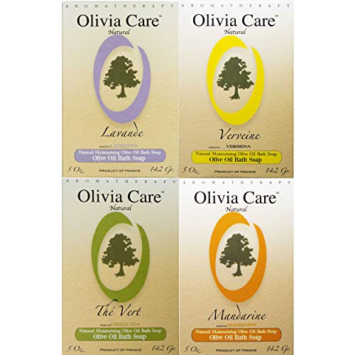 OLIVIA CARE Organic Bath Soap Set - Deep Cleansing, Moisturizing, Natural Ingredients - 4 Bars