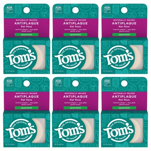 Tom's of Maine Dental Floss - Antiplaque, Naturally Waxed, Spearmint Flavor - 6 Pack, 32 Yards Each