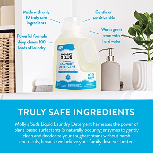 Molly's Suds Laundry Detergent & Wool Dryer Balls Bundle - Deep Clean, Gentle on Skin - 50oz