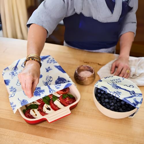 Bee's Wrap Reusable Food Wraps Bundle - Absorbent Dish Towels & Compostable Cloths - 3 Pack