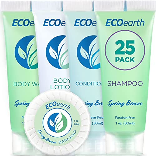 EcoEarth Body & Hair Mist - Luxurious Spring Breeze Scent, TSA-Approved Travel Kit - 5 Pieces