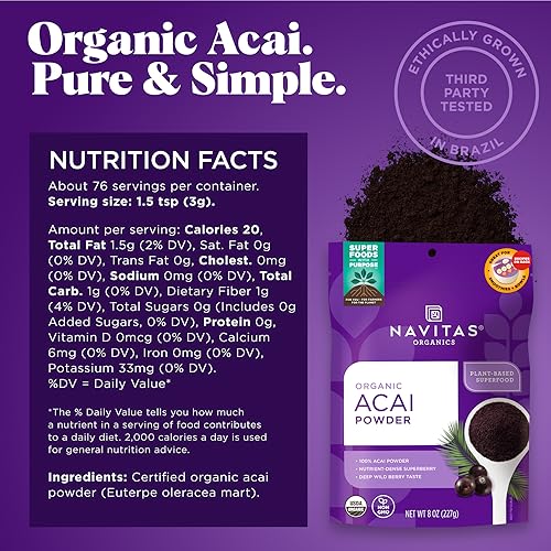 Navitas Organics Acai Powder - Nutrient-Dense Superfood, USDA Organic, Non-GMO - 8oz