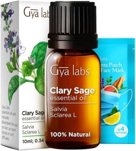 Gya Labs Clary Sage Essential Oil - Nourishing Skin, Hair & Aromatherapy - 0.34 fl oz