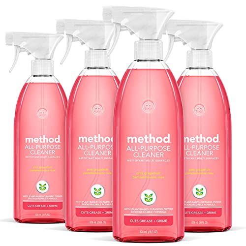 Method All-Purpose Cleaner Spray - Plant-Based, Biodegradable, Pink Grapefruit Scent - 4 x 28oz