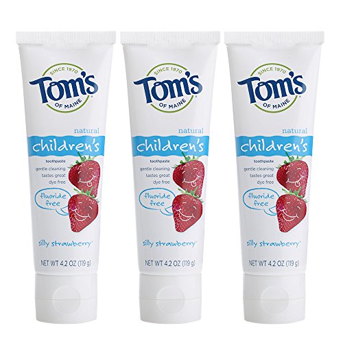 Tom's of Maine Children's Toothpaste - Fluoride-Free, Natural Strawberry Flavor - 4.2oz, Pack of 3