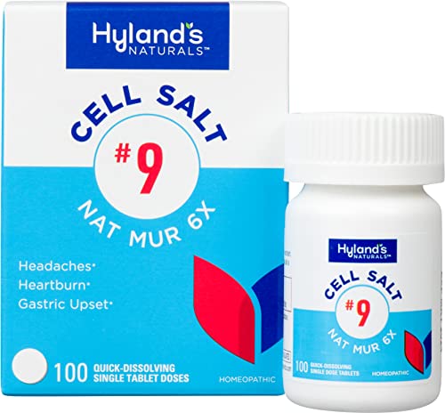 Hyland's No. 9 Cell Salt Nat Mur 6X - Headache & Heartburn Relief, Natural Ingredients - 100 Tablets