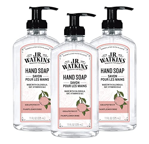 J.R. Watkins Hand Soap - Nourishing Formula, Soothing Grapefruit Scent, Cruelty-Free - 3 Pack