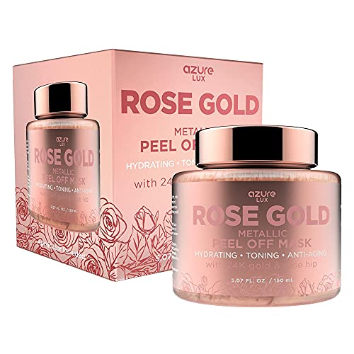 AZURE Rose Gold Peel Off Face Mask - Reduces Wrinkles & Acne Scars, 95% Natural - 150mL
