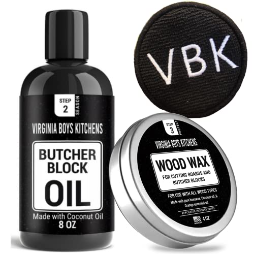 Virginia Boys Kitchens Butcher Block Oil - Food Grade Coconut Oil & Beeswax - 8oz with Applicator