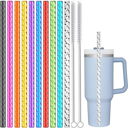 ALINK Drinking Straw & Stirrer Set - Durable, BPA-Free, Easy to Clean - 10 Pack, 12 in Long