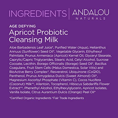 Andalou Naturals Face Wash - Hydrating Apricot Cleanser, Probiotics & Antioxidants - 6 Fl Oz