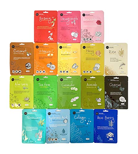 Celavi Essence Facial Sheet Masks - Hydrating & Revitalizing, Paraben & Cruelty-Free - 17 Packs