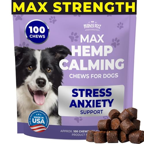Mighty Petz MAX Hemp Calming Chews - Promote Relaxation, Vet Formulated, Chicken Flavor - 100 Chews