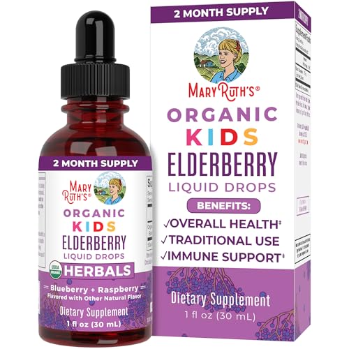 MaryRuth's Elderberry Liquid Drops - Immune Support for Kids, Vegan & Organic - 1oz