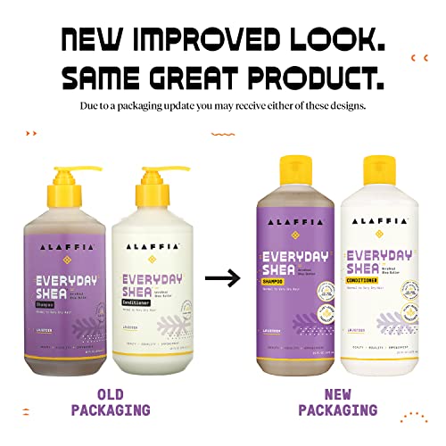 Alaffia EveryDay Shea Shampoo & Conditioner Set - Nourishing, Lavender Scent, 16 Fl Oz Each