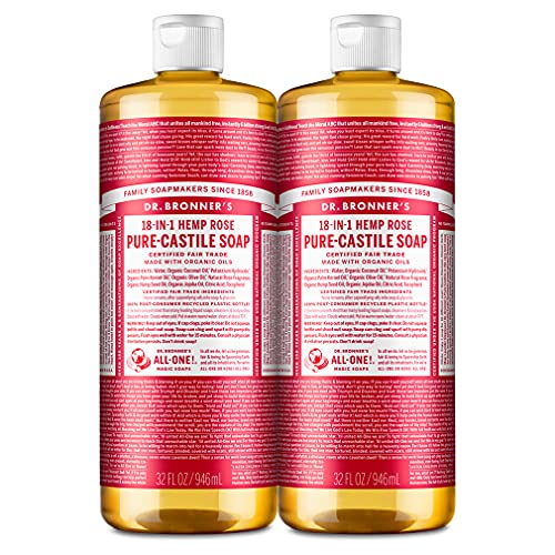 Dr. Bronner’s Pure-Castile Liquid Soap - Organic Oils, Versatile 18-in-1 Uses, 32oz, 2-Pack