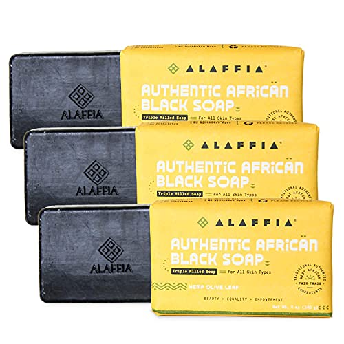 Alaffia African Black Soap Set - Detoxifying, Ultra-Moisturizing, Fair Trade - 3 Bars, 5oz Each