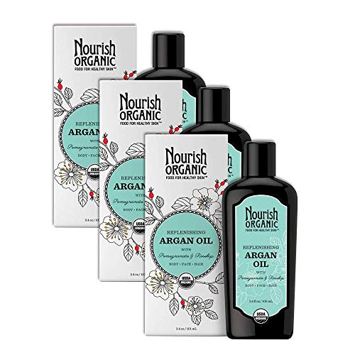 Nourish Organic Body Oil - Deep Hydration, Skin Care & Hair Nourishment - Set of 3, 3.4oz Each