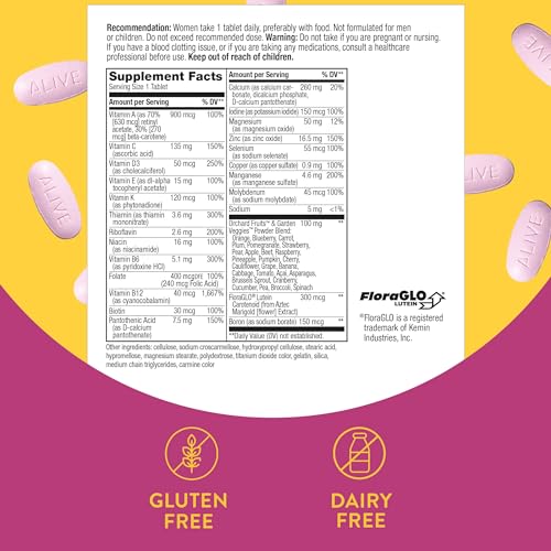 Nature's Way Alive! Women's 50+ Multivitamin - Supports Heart, Brain, Bones - 130 Tablets