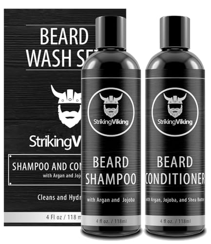 Striking Viking Beard Shampoo & Conditioner - Softens, Cleanses, Argan & Jojoba Oils - 2 Pack