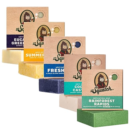 Dr. Squatch Men's Natural Soap Set - Nourishing Ingredients, 5 Invigorating Scents - 5 Bars