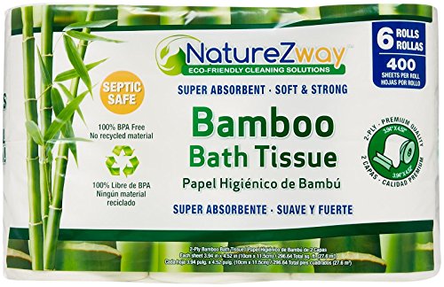 NatureZway Bamboo Toilet Paper - Strong, Soft, Chemical-Free, BPA-Free, 2 Ply - 6 Rolls