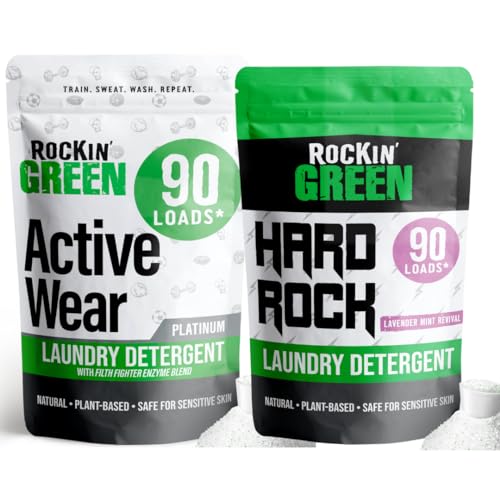 Rockin' Green Laundry Detergent - Tough Stain Remover, Safe for Sensitive Skin - 90 Loads