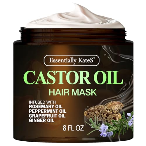 Essentially KateS Castor Oil Hair Mask - Nourishing Formula with Rosemary, Peppermint & Ginger - 8oz