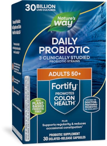 Nature's Way Fortify 50+ Probiotic - Digestive & Immune Support, Non-GMO, Gluten-Free - 30 Capsules