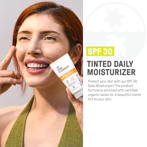 Raw Elements Tinted Daily Face Moisturizer - SPF 30, 95% Organic, Non-Nano Zinc Oxide - 1.8oz