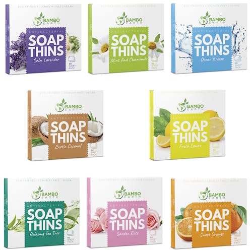 BAMBOEARTH Hand Soap Strips - Gentle Foam, Nourishing, Portable 8-Pack, 400 Sheets
