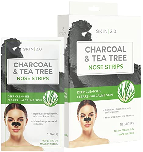 Skin 2.0 Facial Cleansing Kit - Deep Cleansing, Natural Tea Tree & Charcoal - 18 Strips