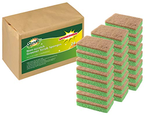 Scrubit Natural Dish Sponge - Non-Toxic, Biodegradable, Durable Scrubbing Power - 24-Pack