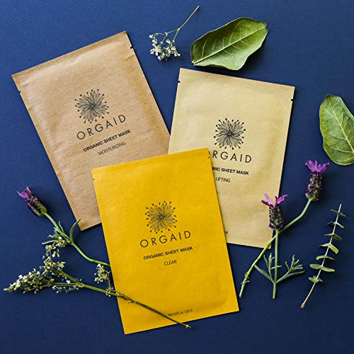 ORGAID Organic Sheet Mask - Anti-Aging & Moisturizing, Made in USA - Single Use