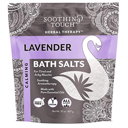 Soothing Touch Bath Salt - Relaxing Lavender Scent, Certified by Massage Therapy Assoc - 32oz