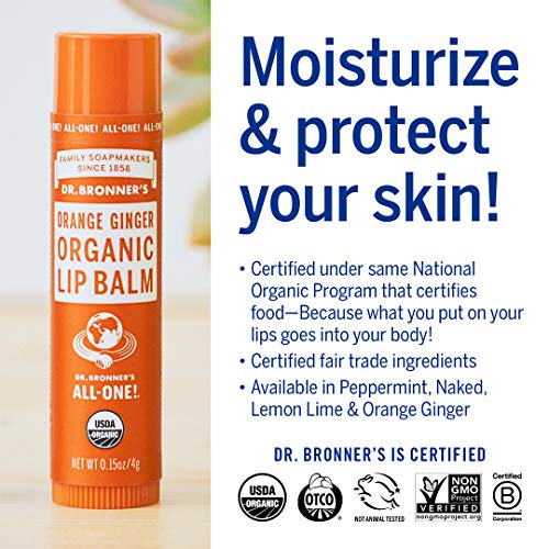Dr. Bronner's Organic Lip Balm Variety Pack - Nourishing Beeswax & Avocado Oil, 0.15oz Each