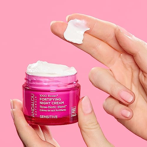 Andalou Naturals 1000 ROSES Night Cream - Moisturizes, Soothes & Revitalizes - 100% Vegan, 1.7oz