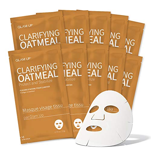 GLAM UP Oatmeal Sheet Mask - Nourishing Moisture, Natural-Pulp, 10 Sheets for Smooth Skin