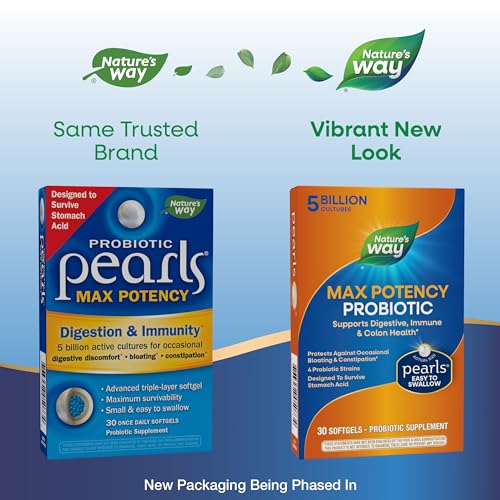 Nature's Way Probiotic Pearls - Supports Digestive, Immune & Colon Health - 30 Softgels
