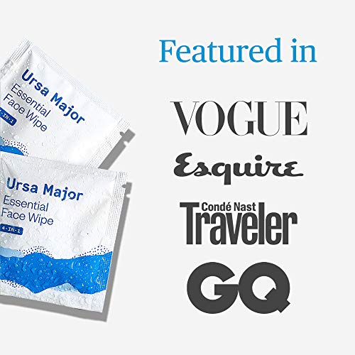 Ursa Major Face Wipes - Cleanse, Exfoliate, Hydrate, Biodegradable Bamboo - 20 Individually Wrapped