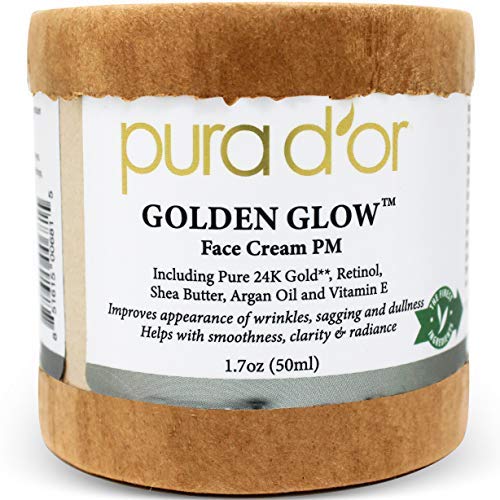 PURA D'OR Golden Glow Face Cream PM - Anti-Aging, Boosts Radiance with 24K Gold - 1.7oz