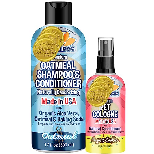 Bodhi Dog Oatmeal Shampoo & Sugar Cookie Cologne - Moisturizes Skin, Non-Toxic - 17oz & 4oz
