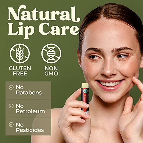 Earth's Daughter USDA Organic Lip Balm 6-Pack - Moisturizing, Non-GMO, Beeswax, Fruit Flavors