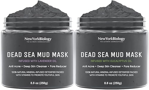 New York Biology Dead Sea Mud Mask - Pore Reducer for Oily Skin, Lavender & Eucalyptus - 8.8oz